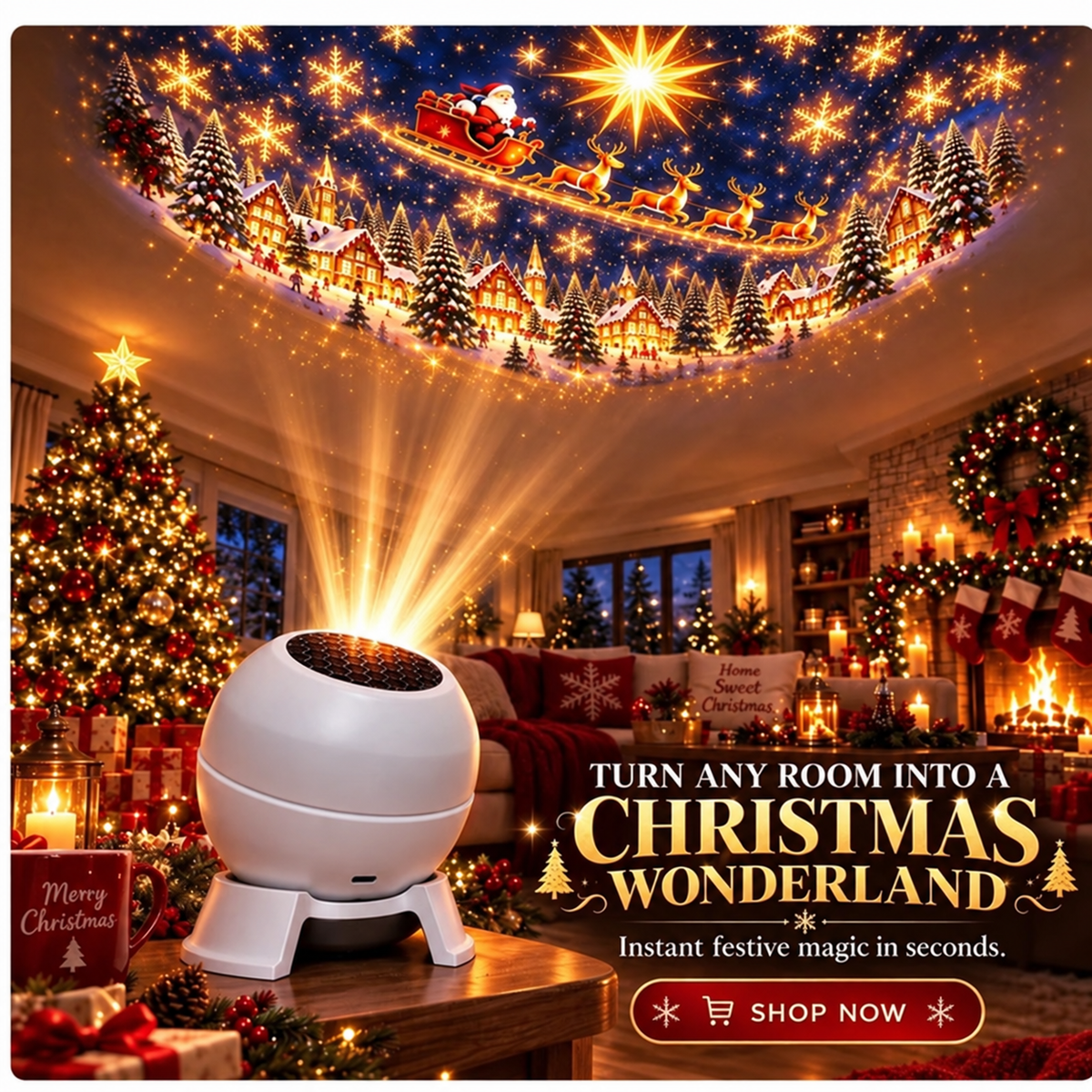 🎅🔥 Turn Any Room Into a Christmas Wonderland – Holiday Projection Night Light